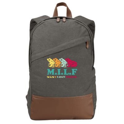 Milf Man I Love Frogs Retro Colorful Cotton Canvas Backpack