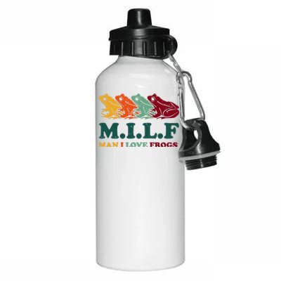 Milf Man I Love Frogs Retro Colorful Aluminum Water Bottle