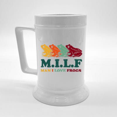 Milf Man I Love Frogs Retro Colorful Beer Stein