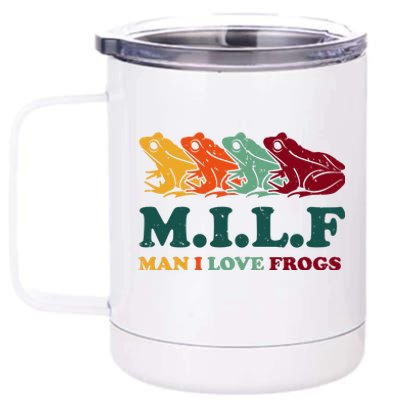 Milf Man I Love Frogs Retro Colorful 12 oz Stainless Steel Tumbler Cup