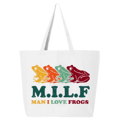 Milf Man I Love Frogs Retro Colorful 25L Jumbo Tote