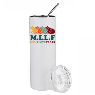 Milf Man I Love Frogs Retro Colorful Stainless Steel Tumbler