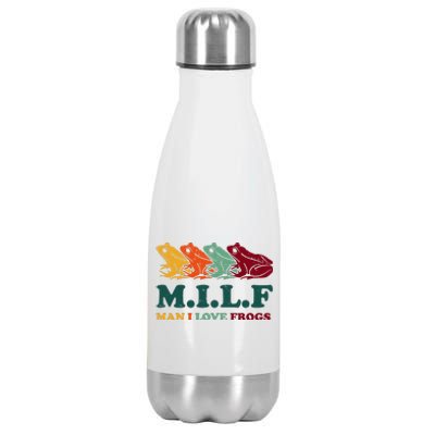 Milf Man I Love Frogs Retro Colorful Stainless Steel Insulated Water Bottle