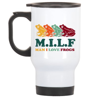 Milf Man I Love Frogs Retro Colorful Stainless Steel Travel Mug