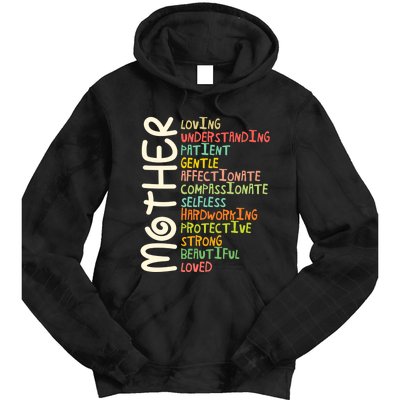 MOTHER Meaning I Love Mom Mothers Day Tie Dye Hoodie