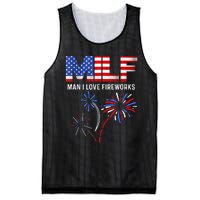 MILF Man I Love Fireworks Funny American Patriotic July 4th Mesh Reversible Basketball Jersey Tank