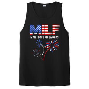 MILF Man I Love Fireworks Funny American Patriotic July 4th PosiCharge Competitor Tank