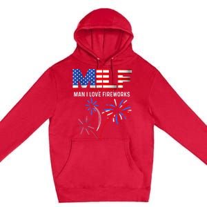 MILF Man I Love Fireworks Funny American Patriotic July 4th Premium Pullover Hoodie