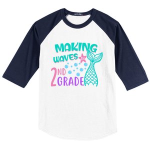 Mermaid MakingWaves In 2Nd Grade Second Grade Gift Baseball Sleeve Shirt