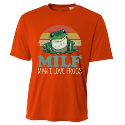 MILF Man I Love Frogs Funny Saying Frog Amphibian Lovers Cooling Performance Crew T-Shirt