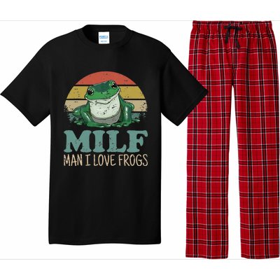 MILF Man I Love Frogs Funny Saying Frog Amphibian Lovers Pajama Set