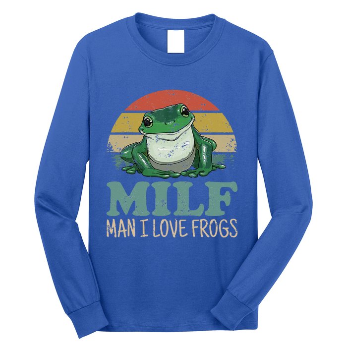 MILF Man I Love Frogs Funny Saying Frog Amphibian Lovers Long Sleeve Shirt