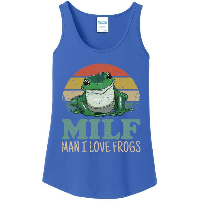 MILF Man I Love Frogs Funny Saying Frog Amphibian Lovers Ladies Essential Tank