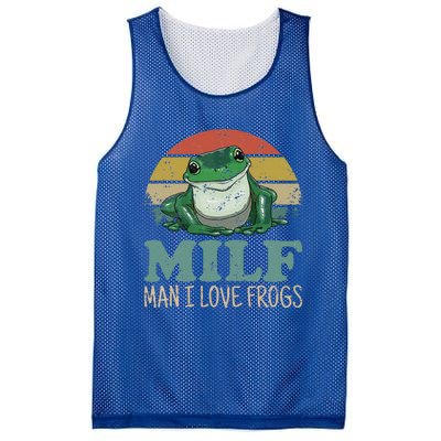 MILF Man I Love Frogs Funny Saying Frog Amphibian Lovers Mesh Reversible Basketball Jersey Tank