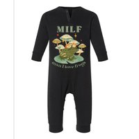 MILF Man I Love Frogs Vintage Retro Frog And Fungi Mushroom Infant Fleece One Piece