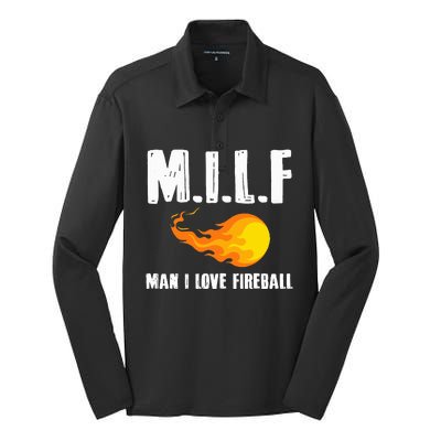 Man M I L F I Love F.I.R.E.B.A.L.L Silk Touch Performance Long Sleeve Polo