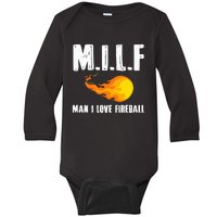 Man M I L F I Love F.I.R.E.B.A.L.L Baby Long Sleeve Bodysuit