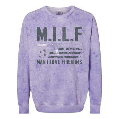 M.I.L.F Man I Love Firearms Funny Rifle Pro Gun Colorblast Crewneck Sweatshirt