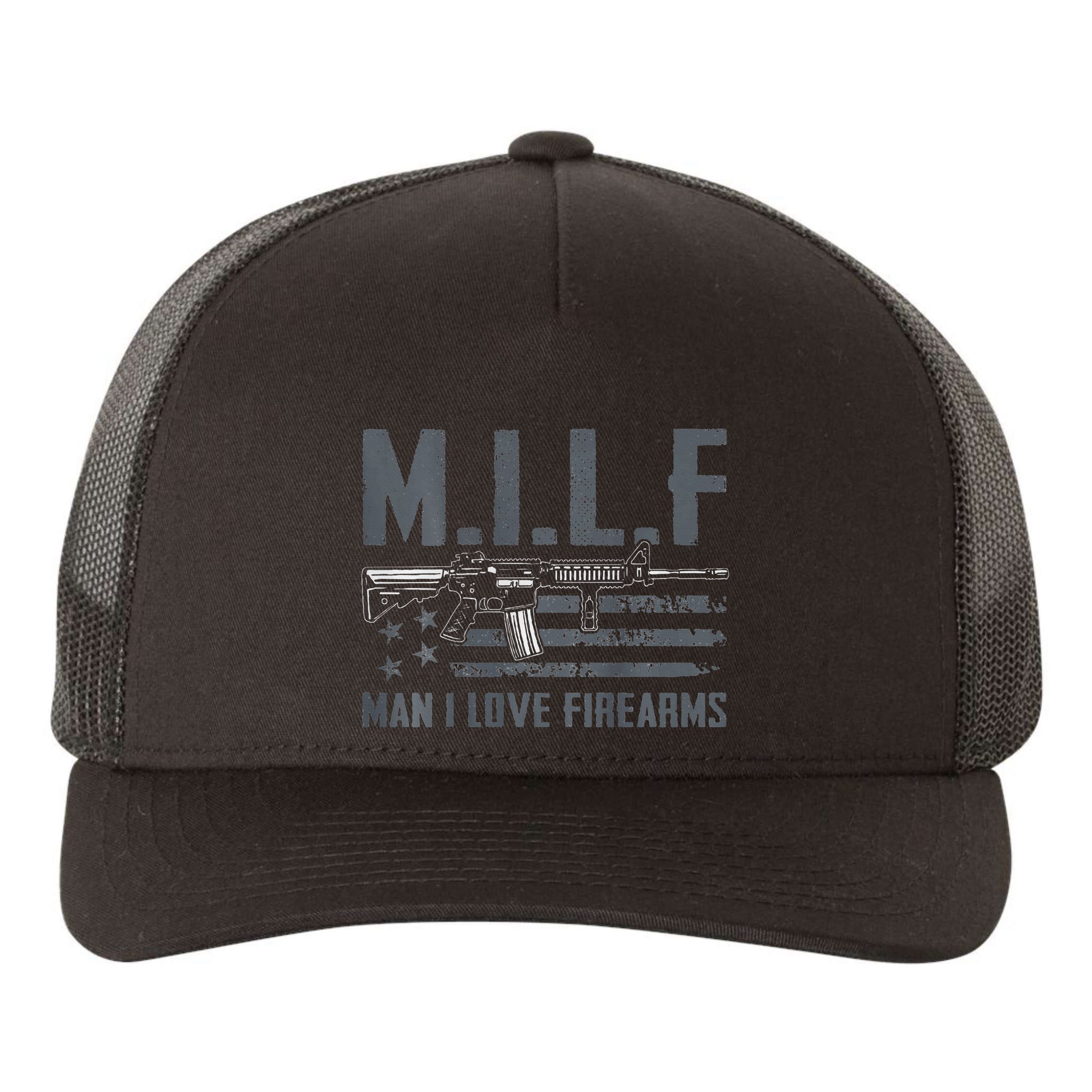 M.I.L.F Man I Love Firearms Funny Rifle Pro Gun Yupoong Adult 5-Panel Trucker Hat