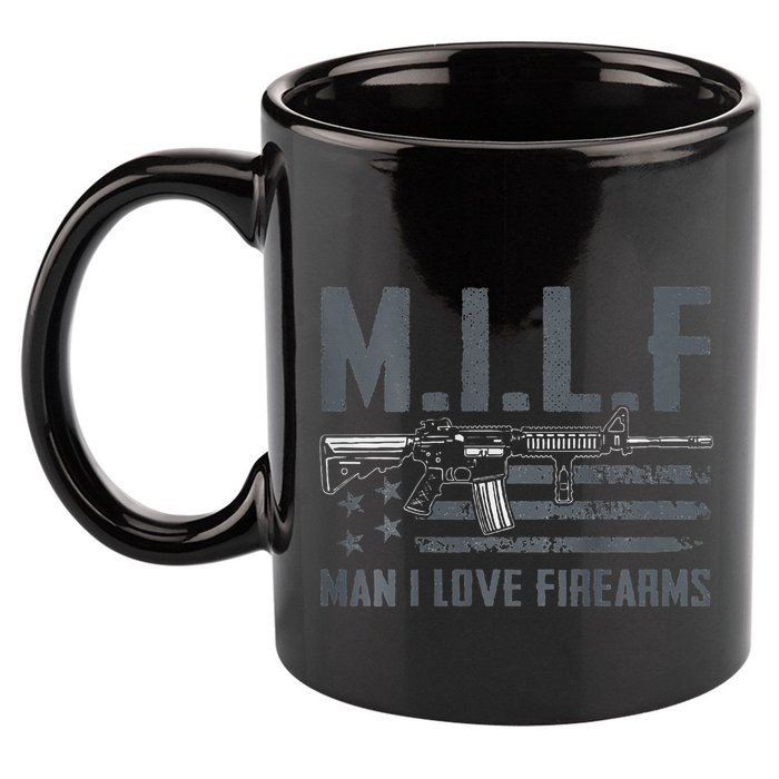 M.I.L.F Man I Love Firearms Funny Rifle Pro Gun 11oz C Handle Ceramic Mug