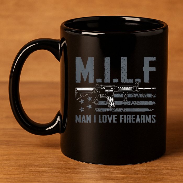 M.I.L.F Man I Love Firearms Funny Rifle Pro Gun 11oz C Handle Ceramic Mug