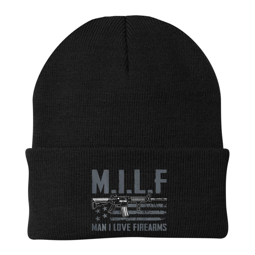 M.I.L.F Man I Love Firearms Funny Rifle Pro Gun Beanie
