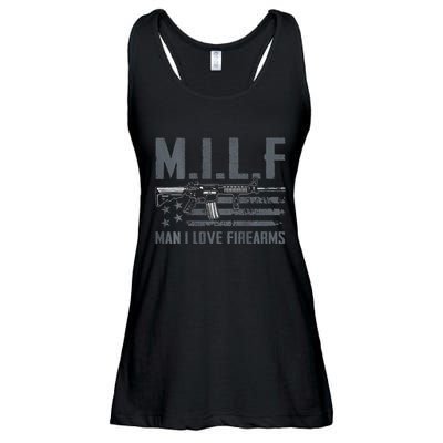 M.I.L.F Man I Love Firearms Funny Rifle Pro Gun Ladies Essential Flowy Tank
