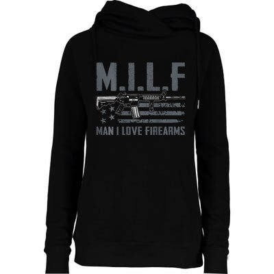 M.I.L.F Man I Love Firearms Funny Rifle Pro Gun Womens Funnel Neck Pullover Hood
