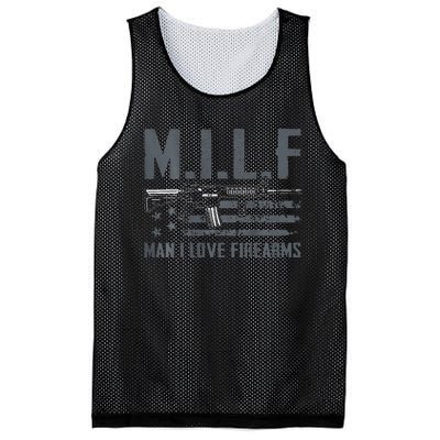 M.I.L.F Man I Love Firearms Funny Rifle Pro Gun Mesh Reversible Basketball Jersey Tank