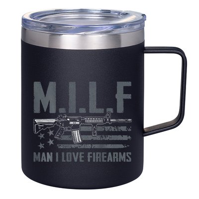 M.I.L.F Man I Love Firearms Funny Rifle Pro Gun 12oz Stainless Steel Coffee Mug