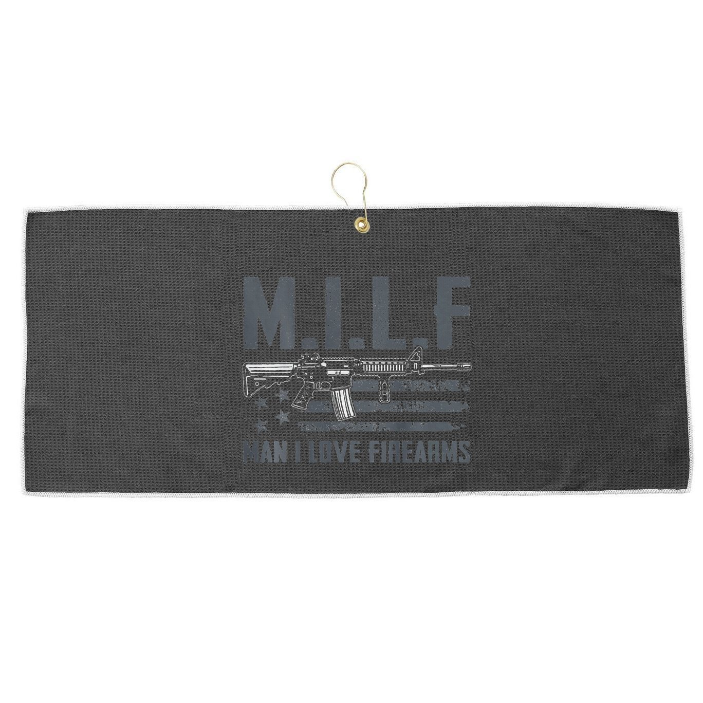 M.I.L.F Man I Love Firearms Funny Rifle Pro Gun Large Microfiber Waffle Golf Towel