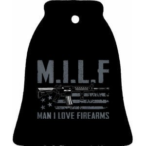 M.I.L.F Man I Love Firearms Funny Rifle Pro Gun Ceramic Bell Ornament