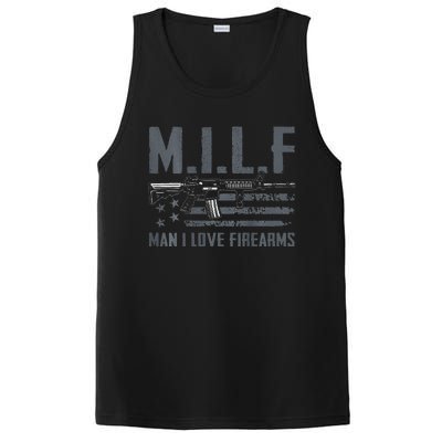 M.I.L.F Man I Love Firearms Funny Rifle Pro Gun PosiCharge Competitor Tank