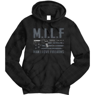 M.I.L.F Man I Love Firearms Funny Rifle Pro Gun Tie Dye Hoodie