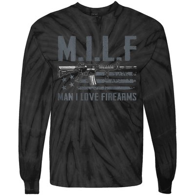 M.I.L.F Man I Love Firearms Funny Rifle Pro Gun Tie-Dye Long Sleeve Shirt