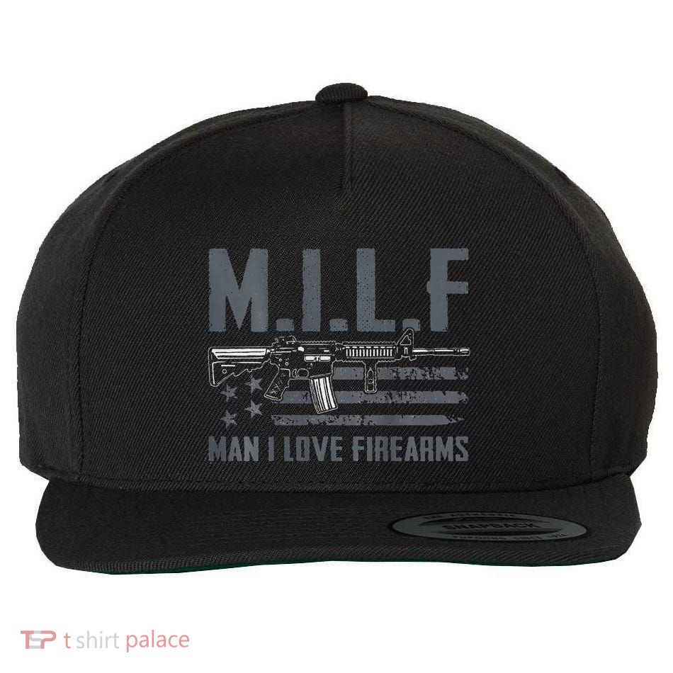 M.I.L.F Man I Love Firearms Funny Rifle Pro Gun Wool Snapback Cap
