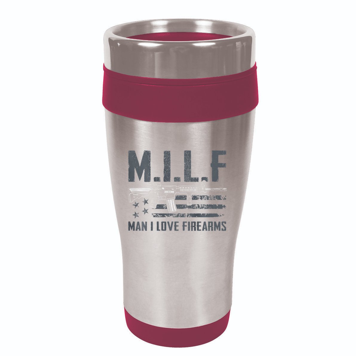 M.I.L.F Man I Love Firearms Funny Rifle Pro Gun 16oz Travel Tumbler