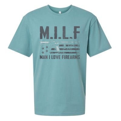 M.I.L.F Man I Love Firearms Funny Rifle Pro Gun Sueded Cloud Jersey T-Shirt