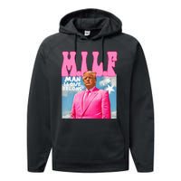 M.I.L.F Man I Love Felons Funny Trump Pink 2024 Election Performance Fleece Hoodie