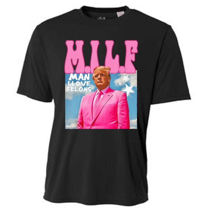 M.I.L.F Man I Love Felons Funny Trump Pink 2024 Election Cooling Performance Crew T-Shirt