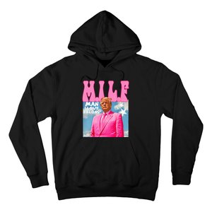 M.I.L.F Man I Love Felons Funny Trump Pink 2024 Election Hoodie