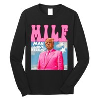 M.I.L.F Man I Love Felons Funny Trump Pink 2024 Election Long Sleeve Shirt