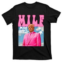 M.I.L.F Man I Love Felons Funny Trump Pink 2024 Election T-Shirt