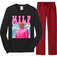 M.I.L.F Man I Love Felons Funny Trump Pink 2024 Election Long Sleeve Pajama Set