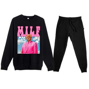 M.I.L.F Man I Love Felons Funny Trump Pink 2024 Election Premium Crewneck Sweatsuit Set