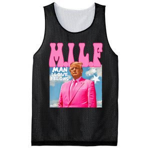 M.I.L.F Man I Love Felons Funny Trump Pink 2024 Election Mesh Reversible Basketball Jersey Tank