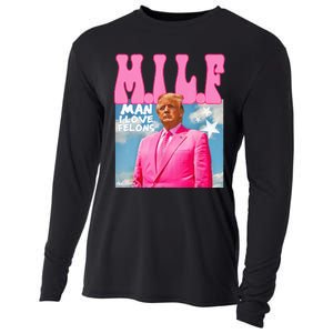 M.I.L.F Man I Love Felons Funny Trump Pink 2024 Election Cooling Performance Long Sleeve Crew