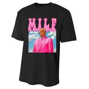 M.I.L.F Man I Love Felons Funny Trump Pink 2024 Election Performance Sprint T-Shirt