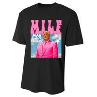 M.I.L.F Man I Love Felons Funny Trump Pink 2024 Election Performance Sprint T-Shirt