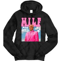 M.I.L.F Man I Love Felons Funny Trump Pink 2024 Election Tie Dye Hoodie